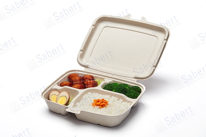 1000 ml Pulp rectangle hinge container 4C