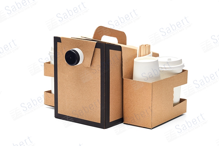 Combo kraft 96 oz. Beverage on the Move (borden design -1 color) + 2 caddies (no printing)