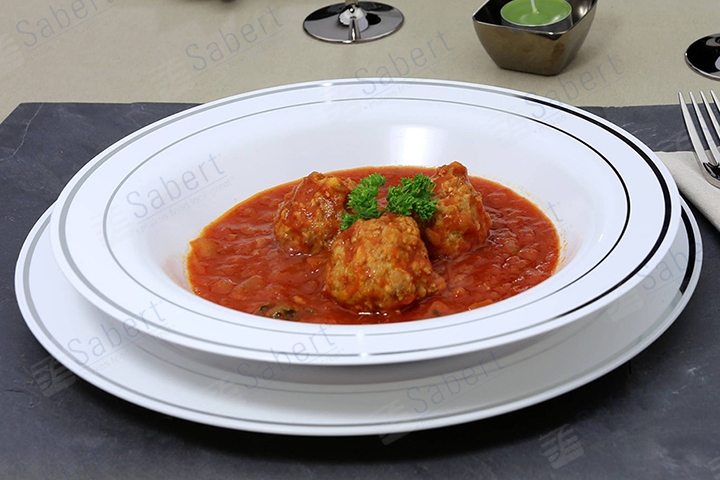 9 in White round soup plate hot stamping 