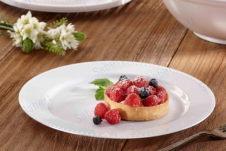 9 in Pearl rim round plate