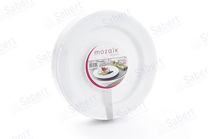 26cm Round plate with silver rim