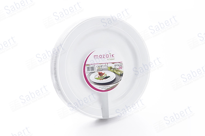 19cm Round plate with silver rim