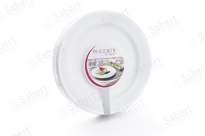 23cm Round plate with silver rim