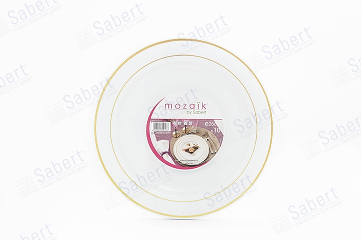 23cm Round plate with golden rim