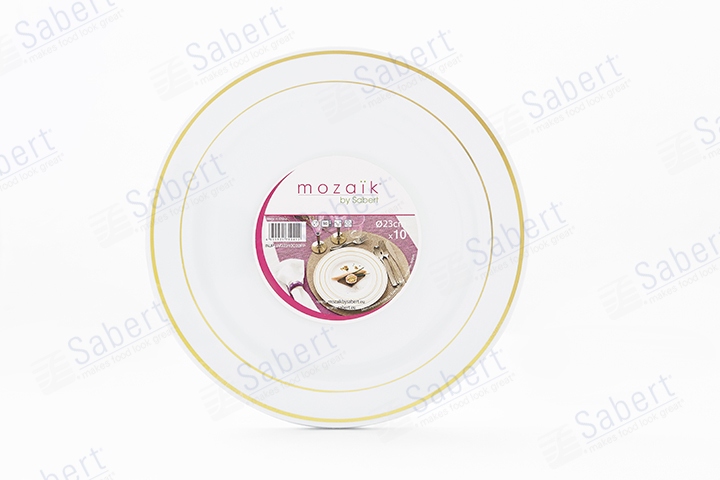 26cm Round plate with golden rim