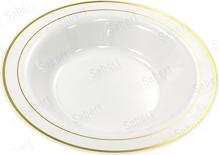 Deep plate with golden rim