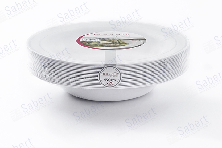 Deep plate with silver rim