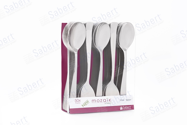 Silver metallized soup spoon 50pcs