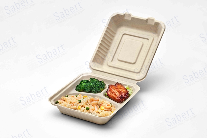 480 ml Pulp square hinge container 3C