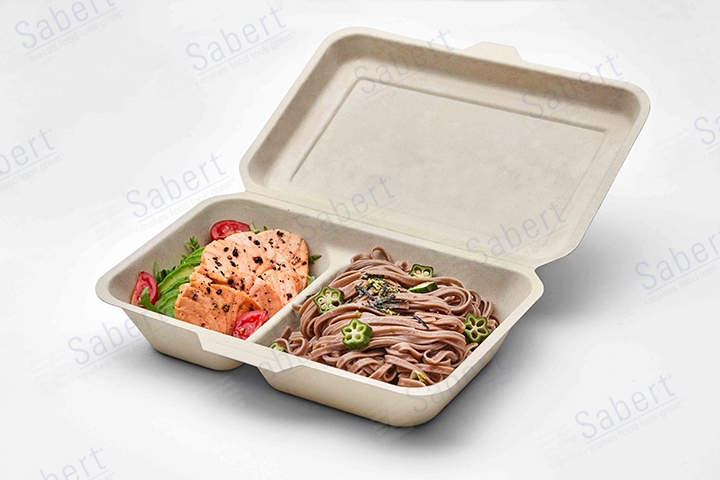 1000 ml Pulp rectangle hinge container 2C
