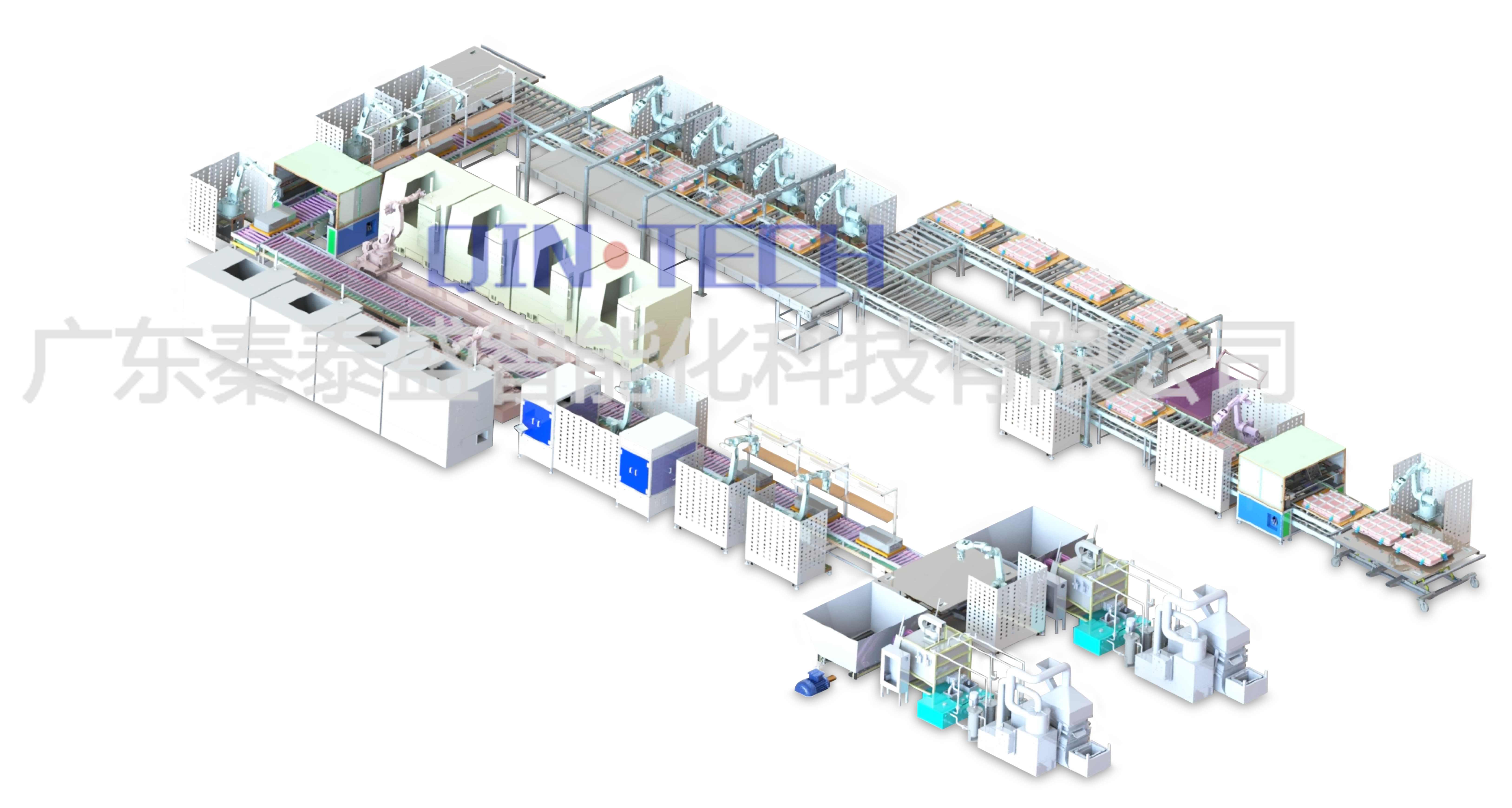 Intelligent automatic waste power battery recovery and recycling production line.