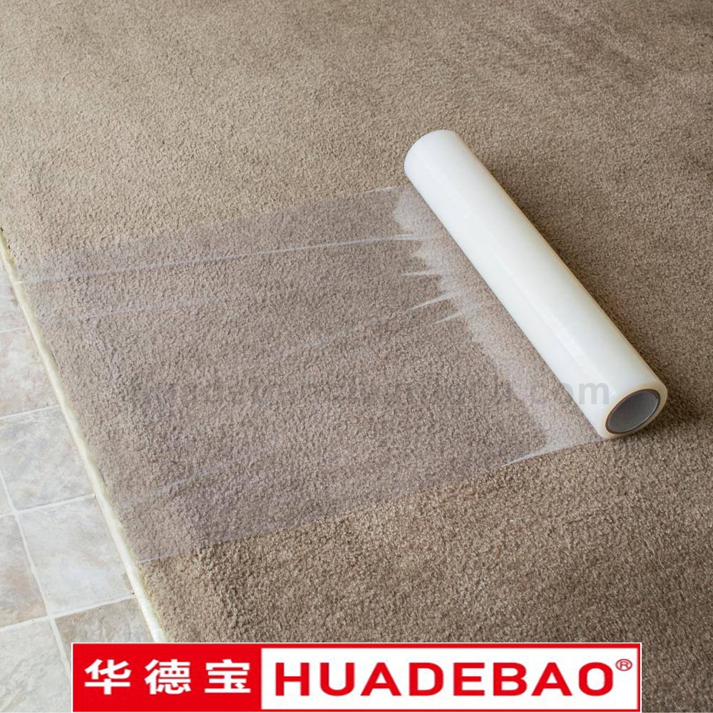 China Manufacture Waterproof Self-Adhesive Clear Carpet Protector Film Applied Freehand 