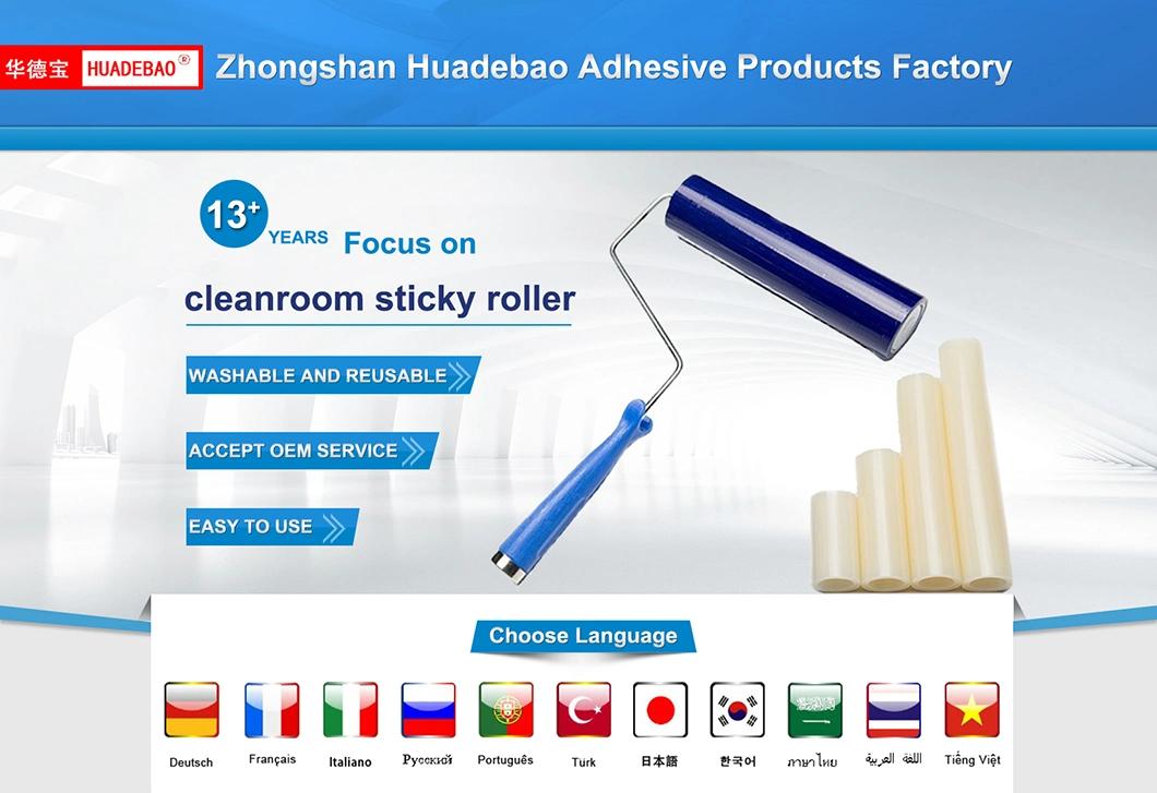 High Adhesive Dust Removal PCB Industrial Cleaning Disposable Peel off Blue Clean Room PE Sticky Roller