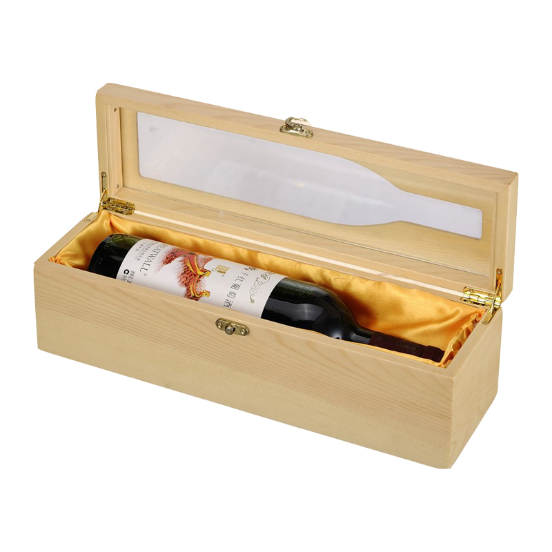 High Quality Anti-collision Design Single Bottle Wood Red Wine Box With Shock-absorbing Foam