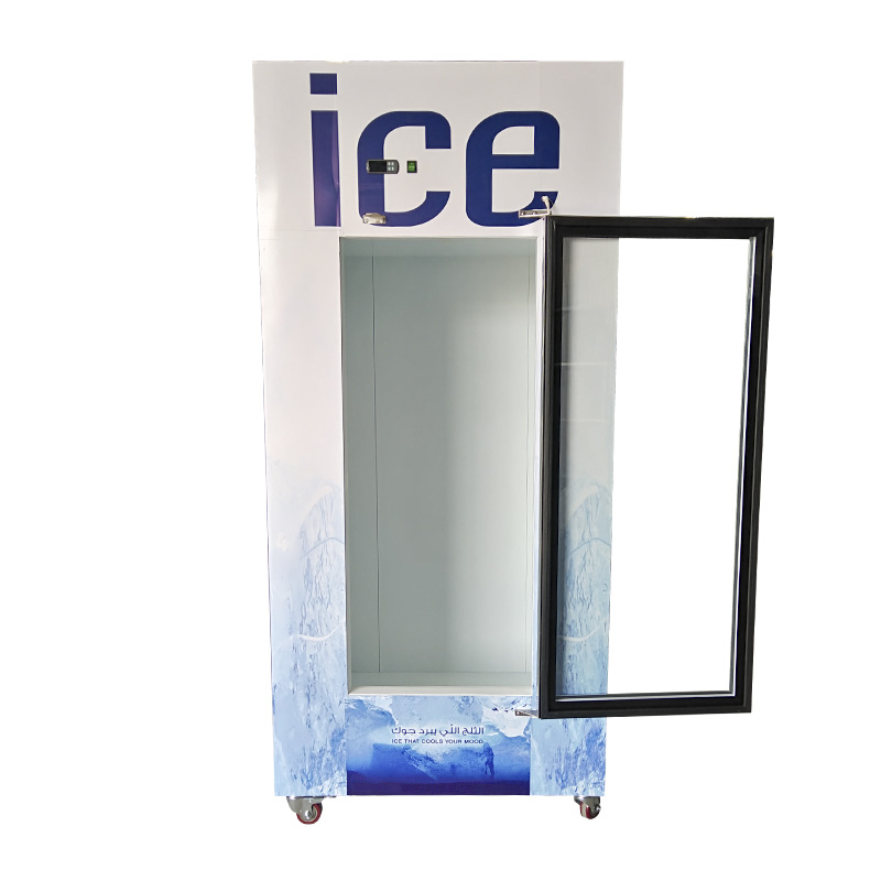 single glass door ice storage merchandiser bags ice freezer cabinet