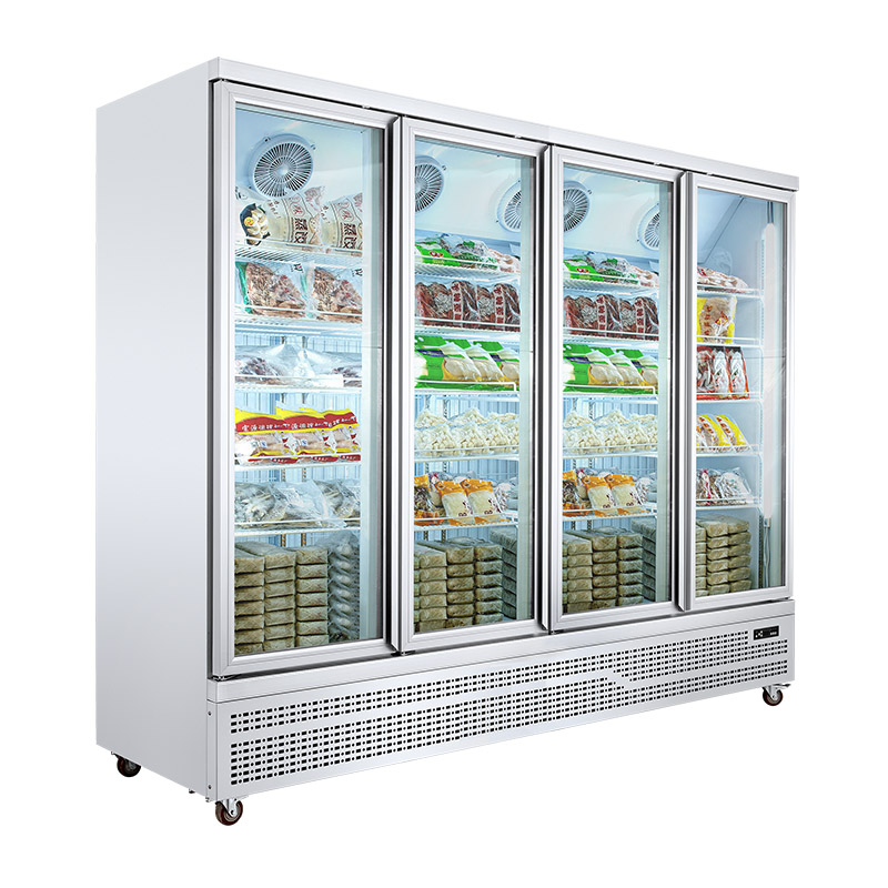 Commercial supermarket vertical upright glass door display freezer showcase refrigeration