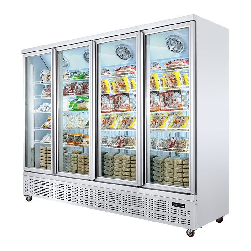 HUAER vertical display showcase supermarket freezer with glass door