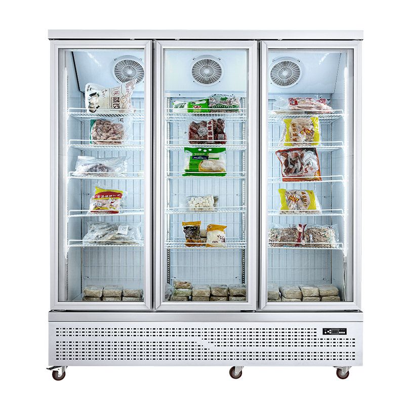 CE 3 door transparent commercial display used glass door freezer