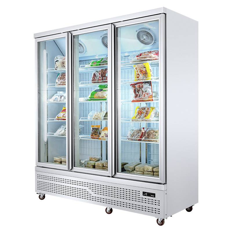 CE frozen food vertical showcase upright freezer for supermarket