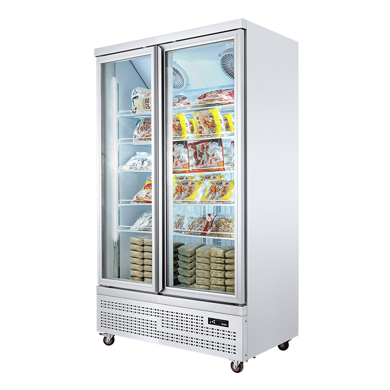 superstore display vertical used back bar glass door show case freezer for vegetables and fruits