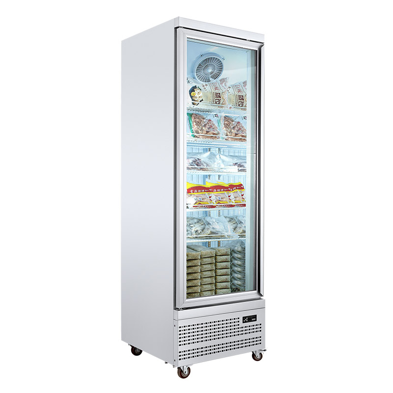 CE frost free frozen food display single mini freezer glass door