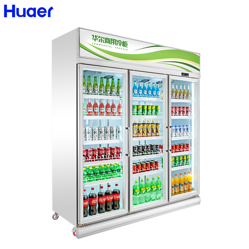 supermarket soft drink glass door vertical display refrigerator