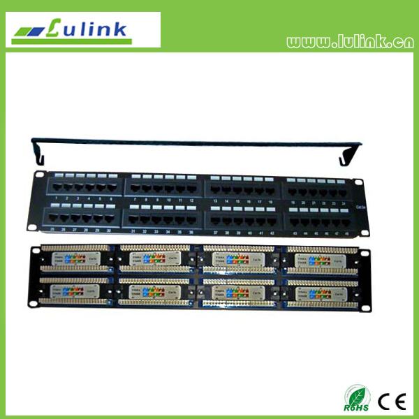 Cat5e UTP 48 PORT Patch Panel With Bar（Double USE End）